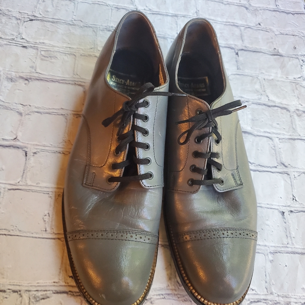STACEY ADAMS MEN'S DRESS TIE-UP SHOES GRAY LEATHER SIZE 10D
